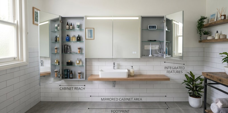 Illustration of mirrored cabinets