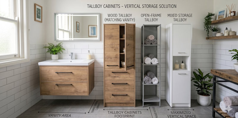 Illustration of tallboy cabinets